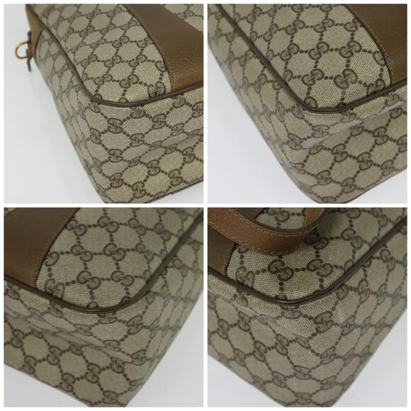 GUCCI GG Supreme Web Sherry Line Bag PVC 2way Beige Gold 40 02 015 Auth yk18574 - Picture 13 of 14